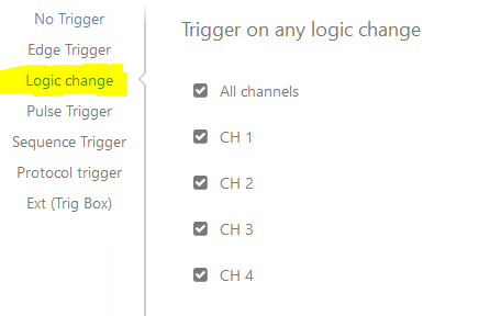 trigger on logic channel