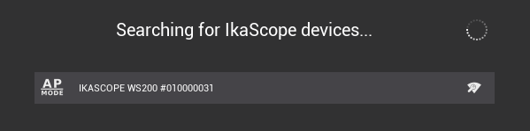 Selecting the right IkaScope from the list of available devices