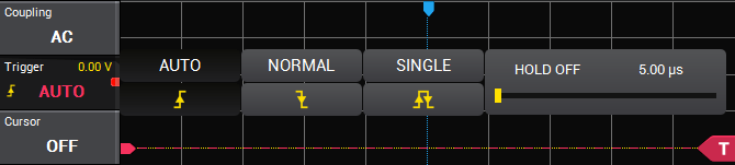 Trigger configuration in IkaScope oscilloscope app.