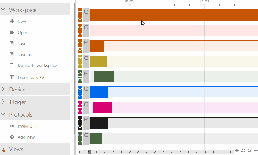 Virtual Analog Channel plot logic analyzer data